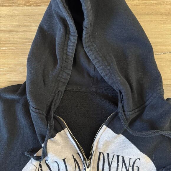 As I Lay Dying Black Full Zip Hoodie Skull & Butterfly Graphic Size Large 2000s - Picture 3 of 4